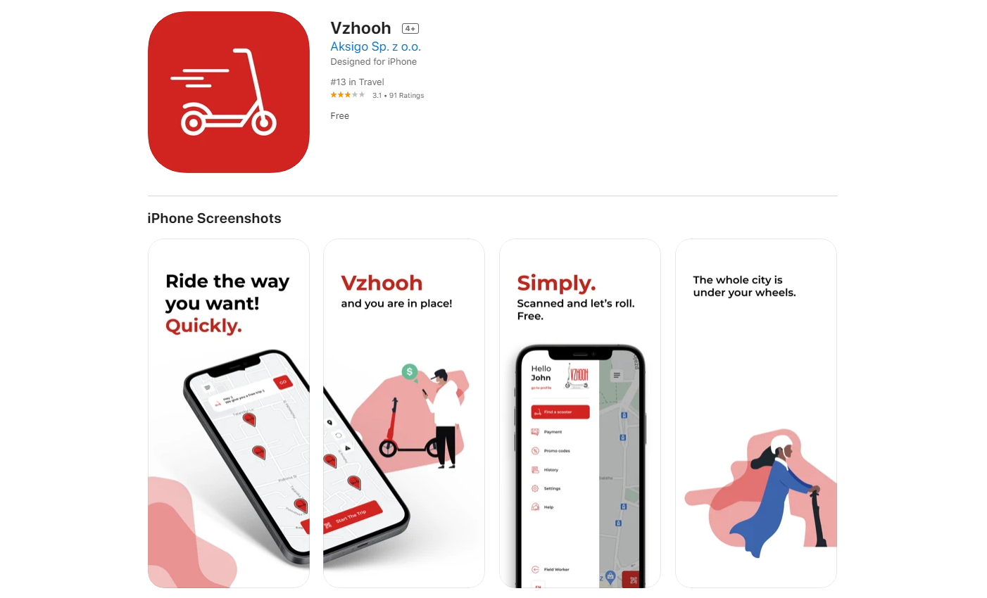 Quazom has published the Vzhooh app in the AppStore.